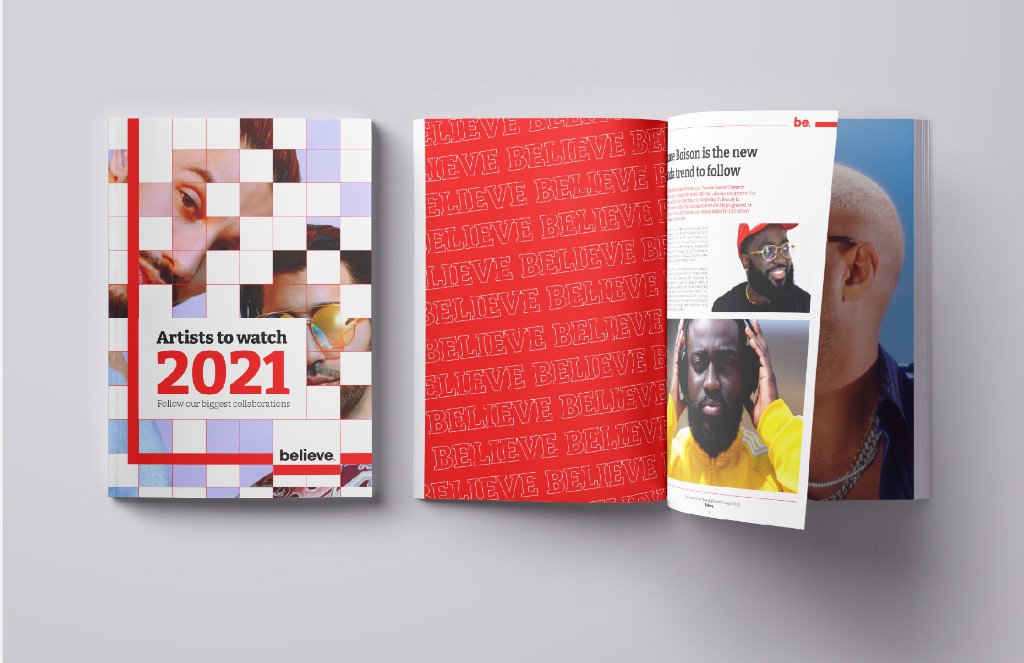 Believe Music editorial magazine layout