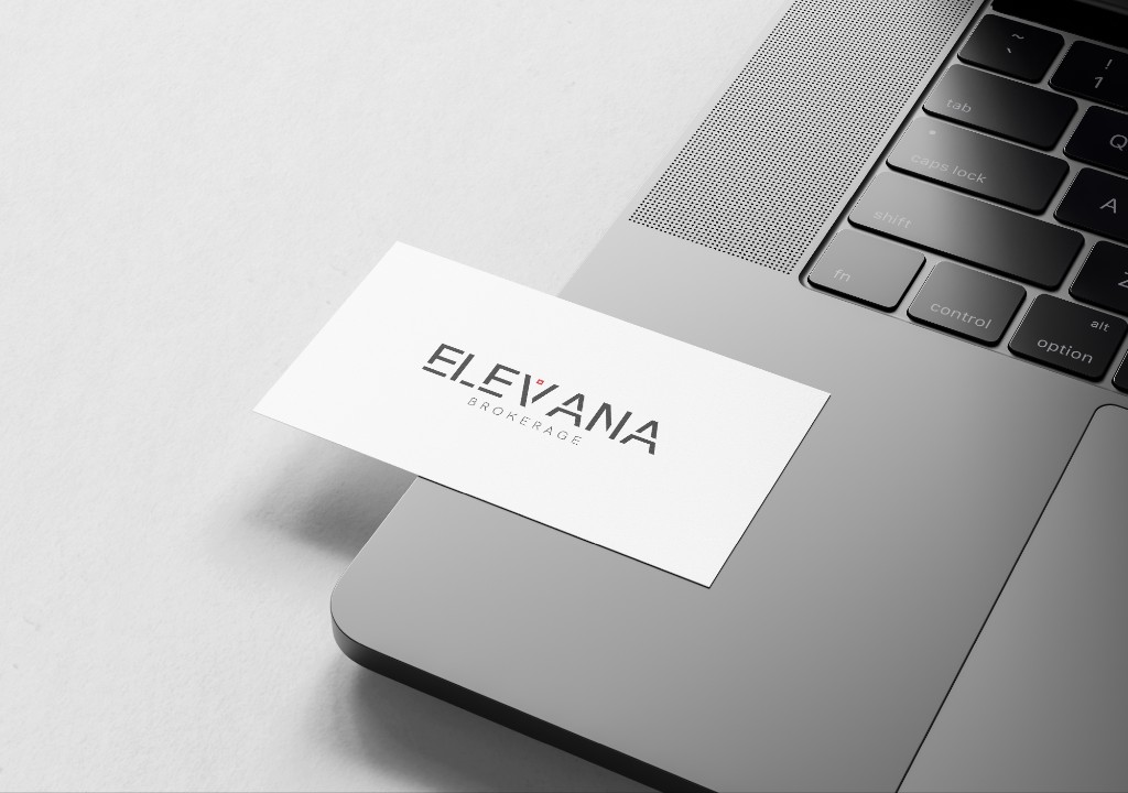 Elevana business card mockup on laptop