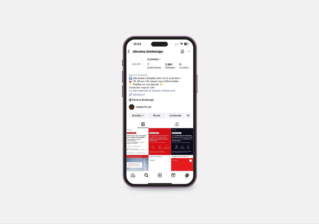 Elevana Instagram profile on phone mockup