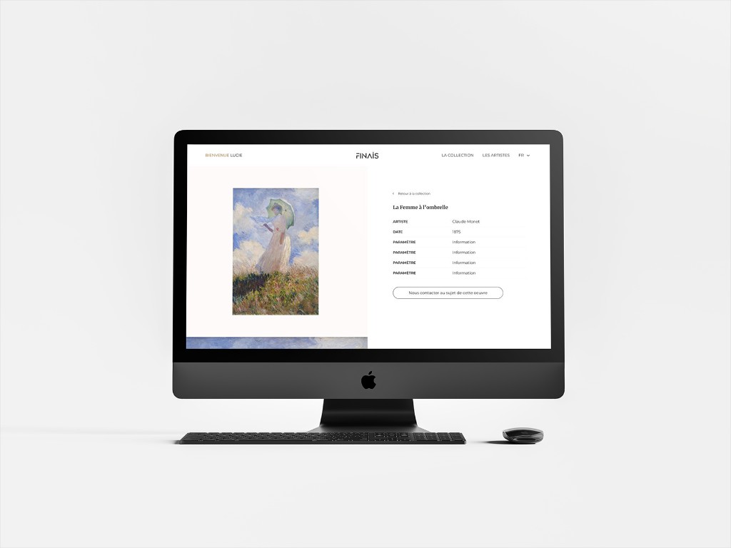 Finais website — artwork detail on desktop mockup