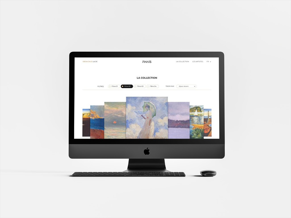 Finais website — La Collection page on desktop mockup