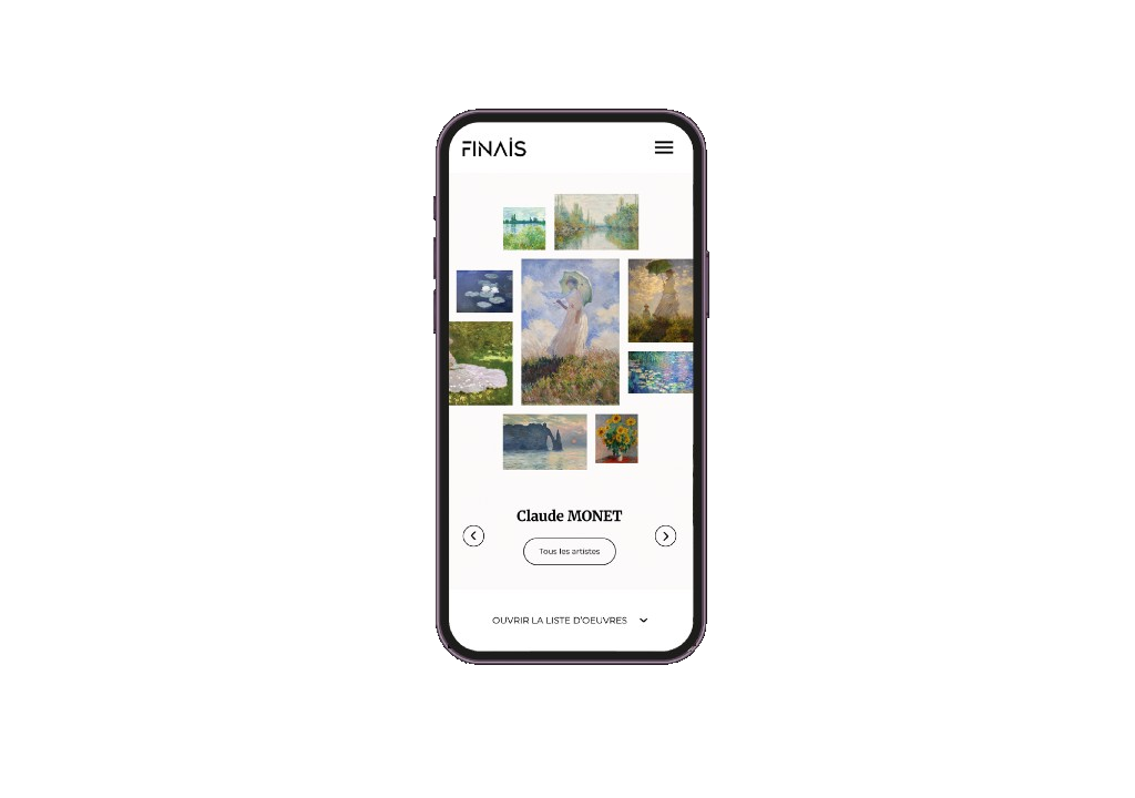 Finais artist collection page on mobile mockup