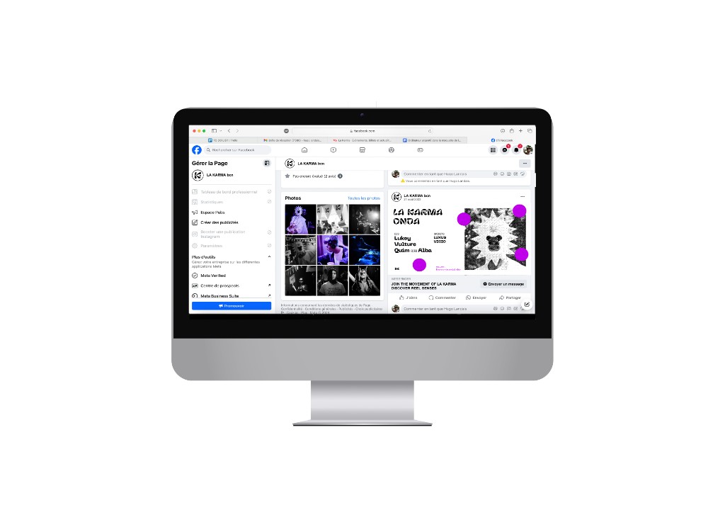 La Karma desktop social media page mockup