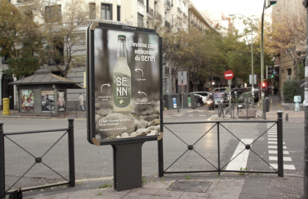 SENN outdoor poster mockup in a city street